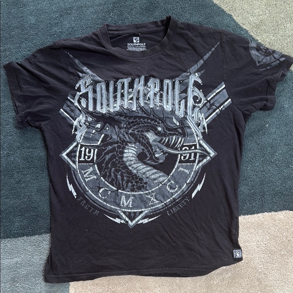South Pole Black Short Sleeve Graphic Tee